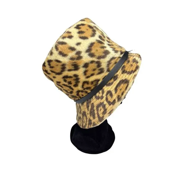Leopard Print Mr. John Classic Bucket Hat With Black Ribbon  display picture 2